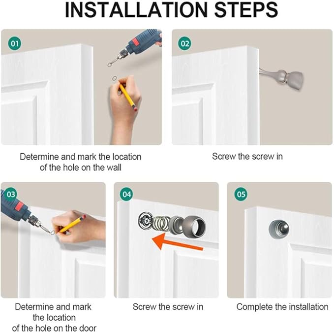 Magnetic Door Stop, Magnetic Door Catch, Door Holder, Door Stops, Wall Mounted, Floor Mounted, Door Banging Prevention (White, Large x 2pack)