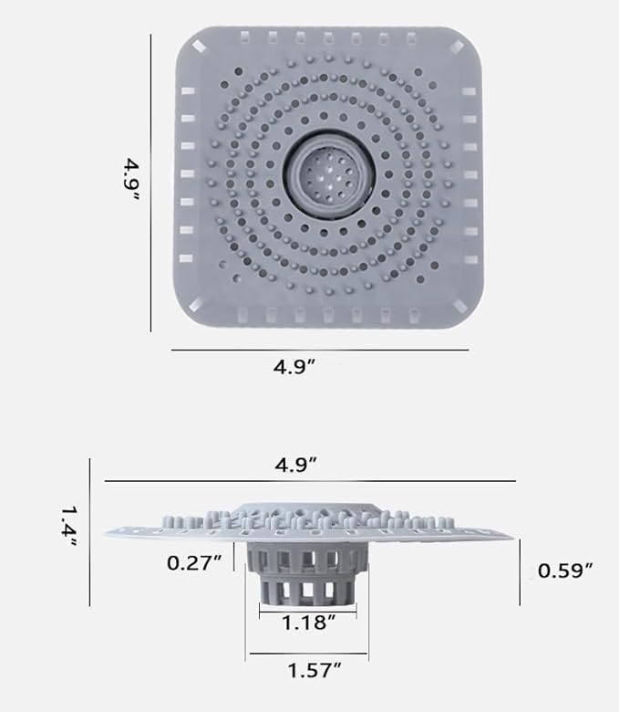 Drain Hair Catcher, Bathtub Drain Protecto 2 PCS (Gray Square)