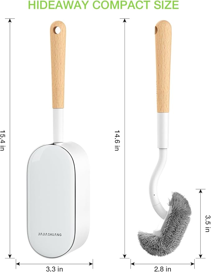Bamboo Toilet Brush Set, 2 Pack with Ergonomic Design, Compact Size, Durable Bristles, Wooden Holder for Bathroom Cleaning