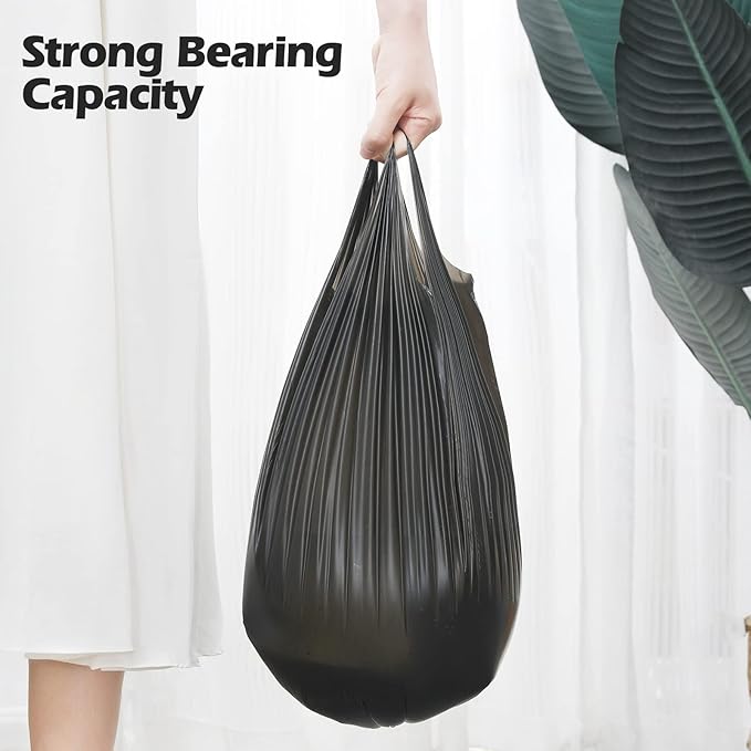 2-4 Gallon Portable Trash Bags,60 Counts Thicken portable Small Garbage Bags for Office, Kitchen,Bedroom Trash Can,Strong Trash Bags(Black)