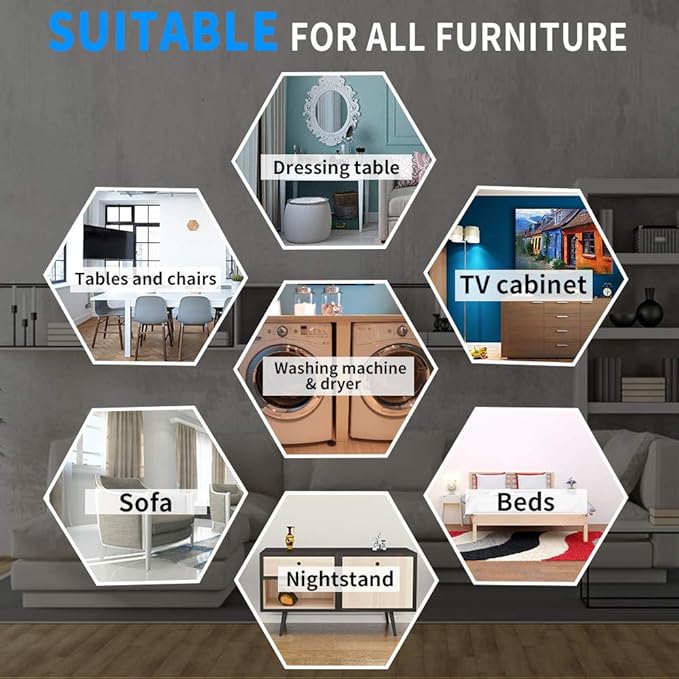 5" Furniture Sliders, 2-in-1 Furniture Movers Sliders with Hardwood Socks, 4+4 Pack - 4 Furniture Sliders for Carpet and 4 Hardwood Socks, Move Your Furniture Easily!