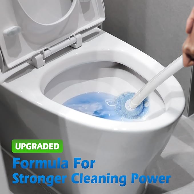 50 Count Upgraded Toilet Wand Refills | 2X Cleaning Power Toilet Bowl Cleaners | Extra Foam Disposable Brush Heads | Compatible with Most Toilet Cleaning Systems