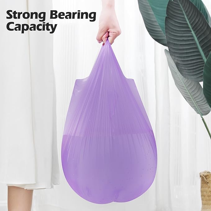 2-4 Gallon Portable Trash Bags,120 Counts Thicken portable Small Garbage Bags for Office, Kitchen,Bedroom Trash Can,Strong Trash Bags(Purple)