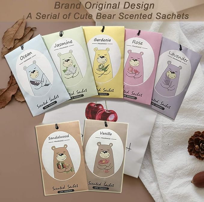 14 Packs Fresh Linen Scented Sachets Bags fit Drawers and Closets Gift Box