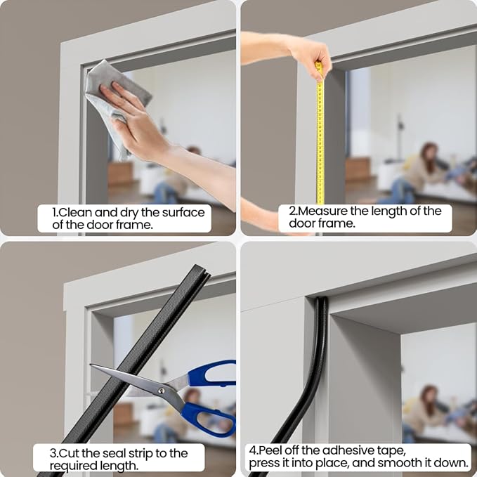 V Shape Foam Weather Stripping Door Frame Seal Strip 19.7FT White, Draft Stopper, Insulation Winter, Weatherstripping, Gap Sealing, Soundproofing, Self-Adhesive Used for Exterior Front Door Side