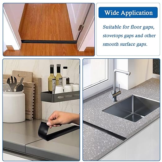 Floor Transition Strip Self Adhesive Floor Cover Strips Laminate 2" Wide Vinyl Flat Divider Transitions (5cm, 3.3Ft, Black)
