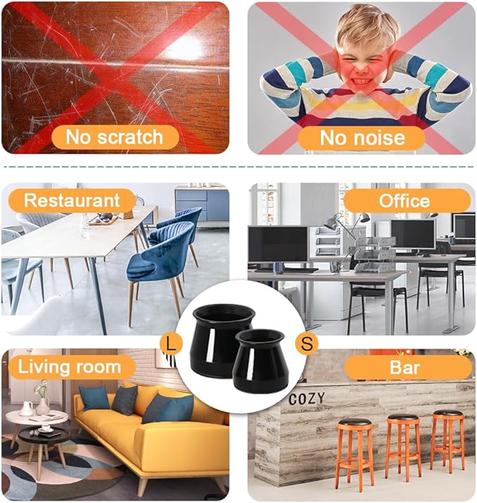 32 Pcs Chair Leg Protectors for Hardwood Floors, Silicone Felt Furniture Leg Cover Pad for Protecting Floors from Scratches and Noise, Smooth Moving,Small(Fit Round Diameter:5/16" to 1-5/16")