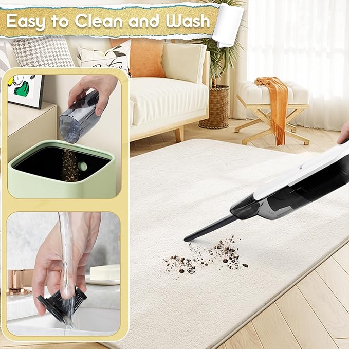 Handheld Vacuum Cordless,15KPA High Power Suction,USB Quick Charge,Car Vacuum Cleaner with Storage Dock,Lightweight Rechargeable Dust Buster with Crevice Tool Pet Brush Hand Vac for Home,White