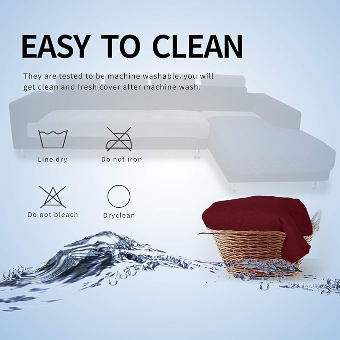 Easy-Going Sectional Couch Covers for Dogs L Shape Sofa Cover Reversible Sofa Slipcover Chaise Lounge Cover Furniture Protector Cover for Pets Dog Cat (42 x 68 inches, Christmas Red/Christmas Red)