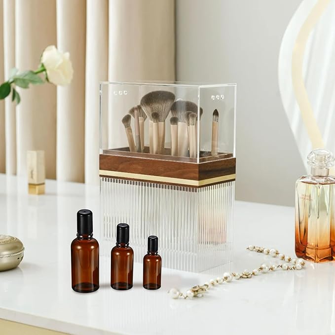 20ML Roller Bottles for Essential Oil, 4 Pack Empty Amber Glass Roller Bottle for Perfume Oil, Roll on Bottles with Stainless Steel Roller Balls, Opener, Funnel and Dropper