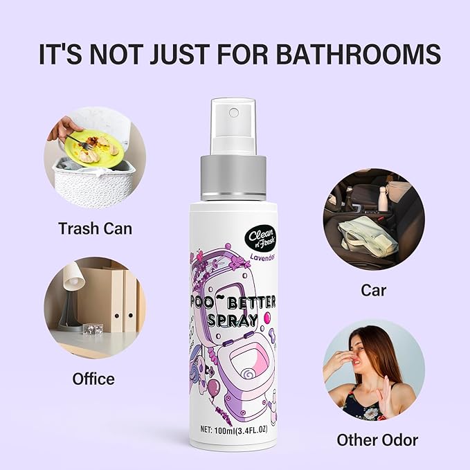 Clean-n-Fresh Toilet Spray for Poop, Lavender 6.8 Fl.Oz, Air Freshener Bathroom Spray, Odor Eliminator| Up to 400+ Uses