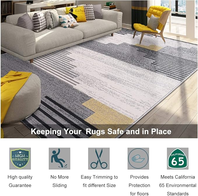 Non Slip Rug Pad Grippers - Square 6x6, 1/8" Thick, (Felt + Rubber) Double Layers Area Carpet Mat Tap, Provides Protection Cushioning for Hardwood or Tile Floors