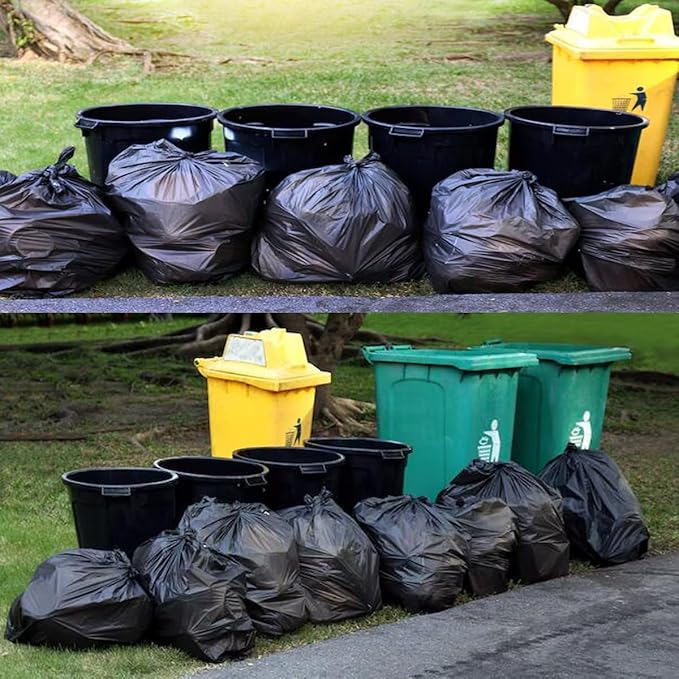 40-45 Gallon Lawn & Leaf Trash Bags, 250 Count Bulk, Black Garbage bags, Multi-purpose Trash Can Bin Liners for Home Commercial, Outdoor, Construction, Industrial