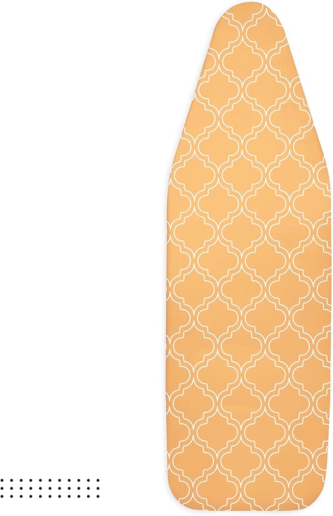 Encasa XO Ironing Board Cover and Pad 49"x18" - Thick 3mm Felt Padding, Drawstring Tightening & Lock, Easy Fit, Scorch & Stain Resistant, Fits Wide Ironing Board - Peach Tiles