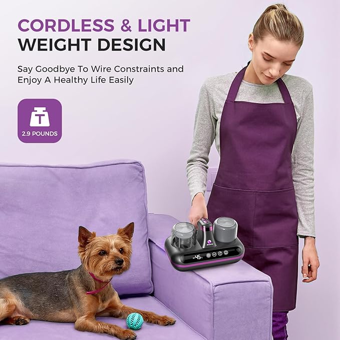 Mattress Vacuum Cleaner - 5-in-1 Cordless Bed Vacuum Cleaner, Powered by Ultrasonic Technology, 16Kpa Strong Suction,Low Noise,Suitable for Dust, Pet Hair, Etc - Grey
