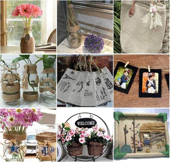 DurReus 50PCS 1.4inch Small Natural Wooden Clothespins for Pictures with Jute Twine Paper Peg Clips Photo Holders Hanging Crafts Home Wall Decor