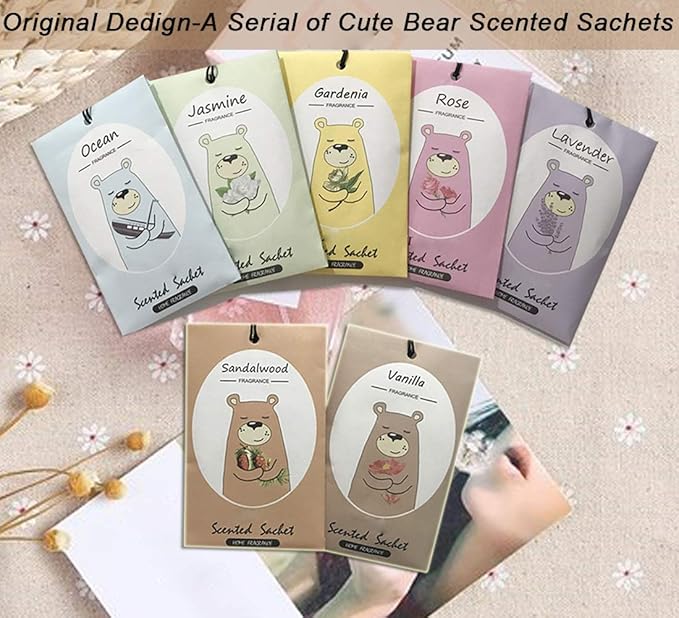14 Packs Vanilla Scented Sachets for Drawers and Closets Gift Box