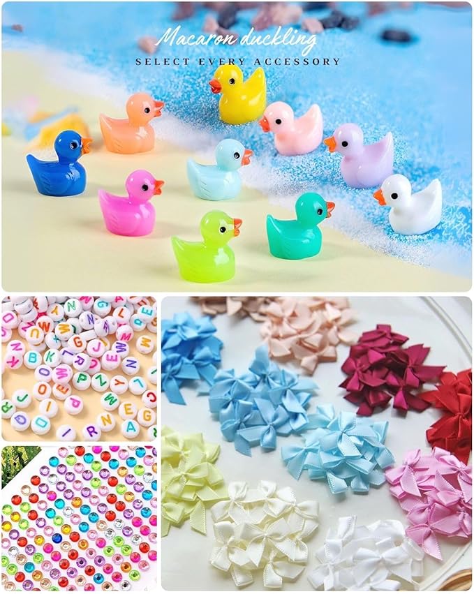 Cheer Pins for Backpack Cheer Stuff Kit 70 Blue Colored Clothes Pins with Mini Resin Ducks Bows Letter Beads Team Cheerleaders Gifts Bulk Pin Me Ribbon for Bag Decorations Competition Spirit Clips