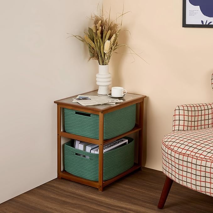Large Storage Baskets for Shelves, Closet Organizers Bins for Clothes Blanket Towels, Baby Nursery, Toy Baskets Box, Woven Rope Baskets, 17 x 13 x 7.5β, 3 Packs Green