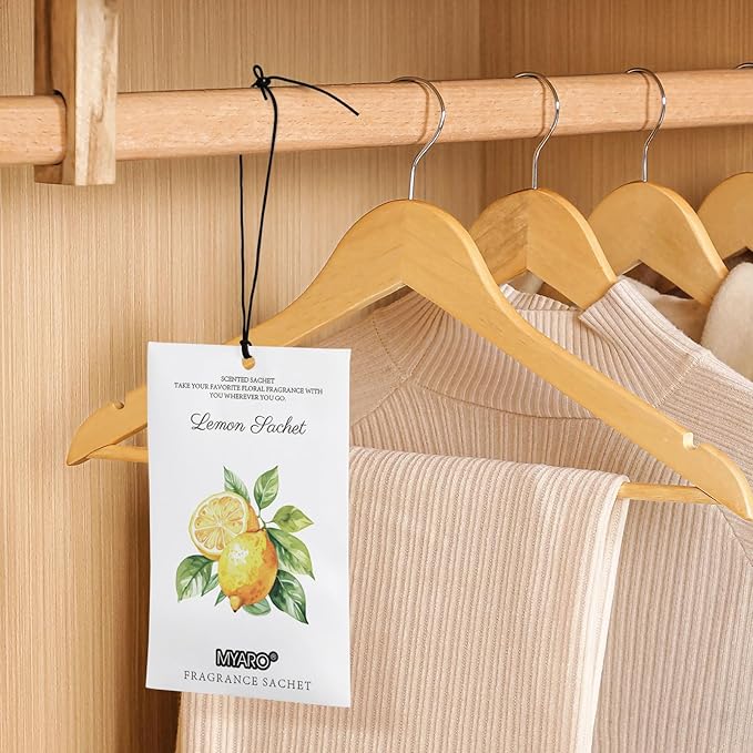 MYARO 12 Packs Lemon Scented Sachets for Drawer and Closet, Long-Lasting Closet Sachet Bags Drawer deodorizers Fresh Scents, Home Fragrance for Lover