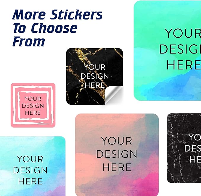 100 Custom Vinyl Stickers - Upload Your own Image, Text, Design, Logo - Personalized Logo Labels for Handmade, Packaging, Bottle, Jars, Candle, Brand Stickers (Black Gold Marble, 5x5 Square)