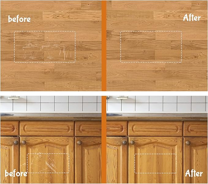 REALINN Wood Furniture Repair Kit 8 Light Colors- Wood Fillers and Touch Up Markers, Repair Scratch, Cracks, Discoloration for Wooden Door, Floor, Table, Cabinet
