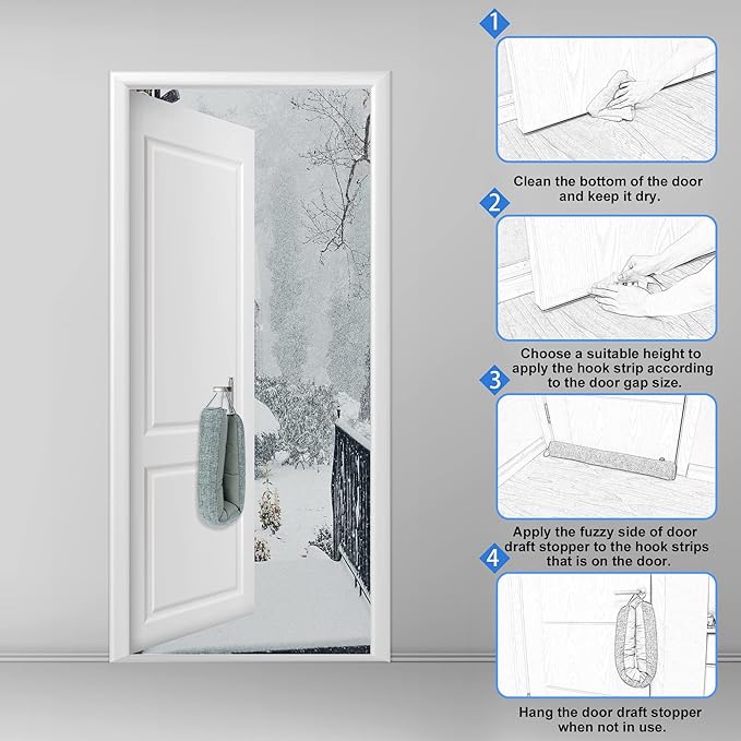 NABOWAN 36" Weighted Under Door Draft Stopper -Triangular Door Draft Blocker with Hook Loops for Easy Install, Save Energy, Home Room Essentials