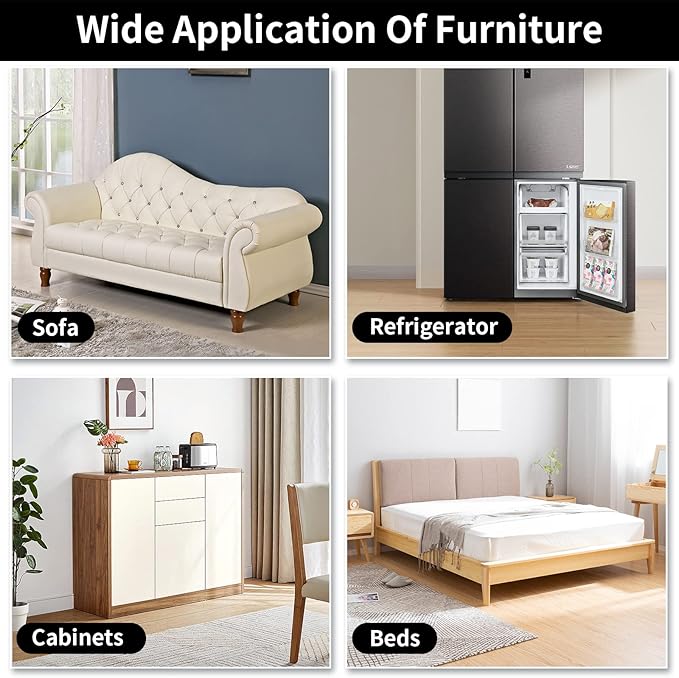Ezprotekt 5" Square Felt Furniture Movers Sliders for Hardwood Floors, 8 Pcs Reusable Felt Furniture Moving Pads for Heavy Duty Bed Sofa Fridge Couch, Move Item Easily and Quickly (Beige)