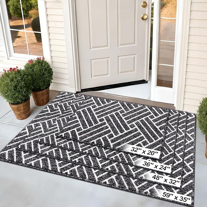 OLANLY Runner Indoor Door Mat, 70x23 Inch, Dirt Resistant and Absorbent, Non-Slip Rubber Backing Floor Mats, Easy Clean Low-Profile Doormat for Entryway, Front Door, and Inside Entrance, Black