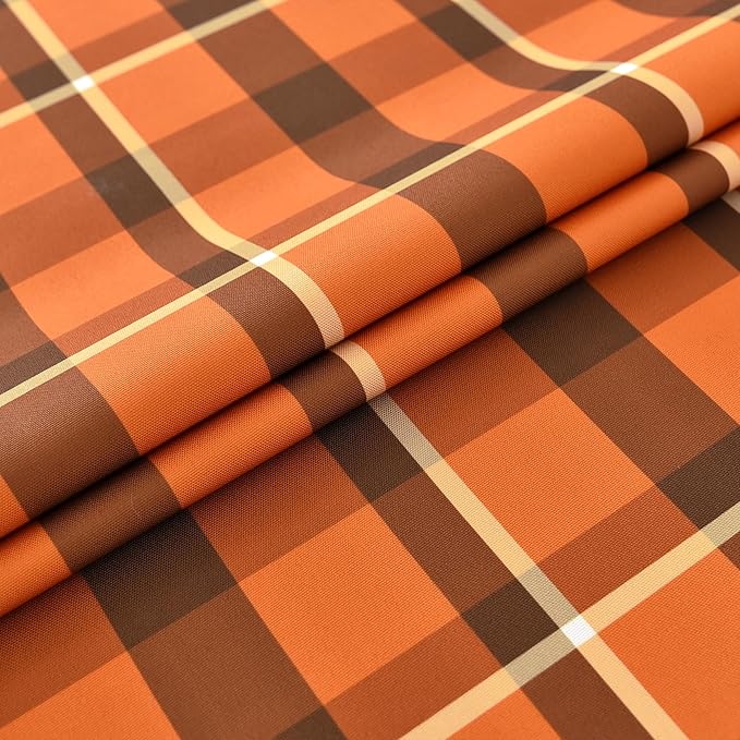 Waterproof Gingham Festive Tablecloth Fabric - Oblong 52x70 Inch Classic Buffalo Tartan Autumn Table Cloth for Outdoor Use - Give Thanks Tabletop Cover Perfect for Halloween, BBQs, Parties