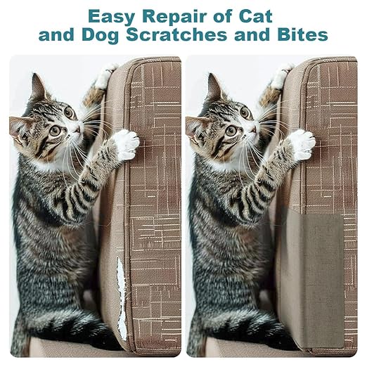 J.CARP 2Pcs Linen Repair Patches, Large Self-Adhesive Fabric Patch for Sofas, Couch, Furniture, Car Seats (8 * 11 inches-2PCS Beige)