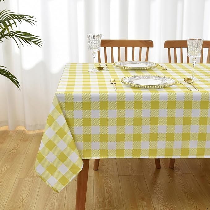 Waterproof Plaid Tablecloth Fabric - Oblong 52x70 Inch Classic Buffalo Tartan Table Cloth for Indoor/Outdoor Use - Washable Tabletop Cover for Dinner, BBQs, and Parties
