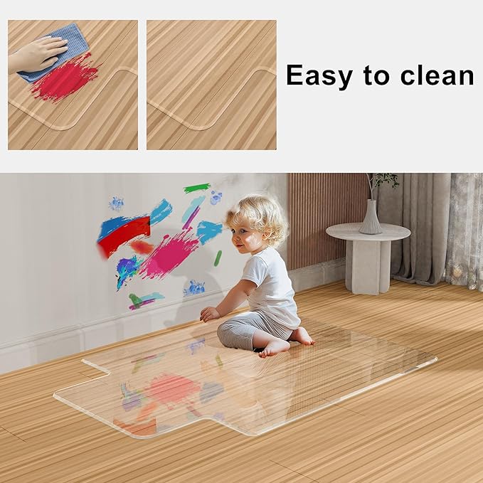 Beveled Edge Irregular Office Chair Mat with Lip for Carpet or Hardwood Floor Crystal Clear 48" x 60" Smooth Glide and Easy Roll On/Off, Heavy Duty and Non-Slip Pad Floor Chair Mat with Lip
