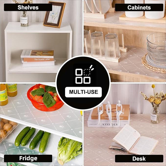 INNOLITES Shelf Liners for Kitchen Cabinets, Non Adhesive Drawer Cabinet Liner, Waterproof Oil-Proof Non-Slip Shelf Liner for Kitchen Pantry Refrigerator 23.6" x 118"
