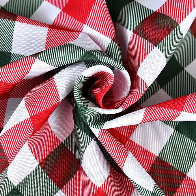 Waterproof Christmas Plaid Tablecloth Fabric - Red Oblong 52x70 Inch Classic Buffalo Tartan Festive Table Cloth for Indoor Use - New Year Tabletop Cover for Dinner, BBQs, and Parties
