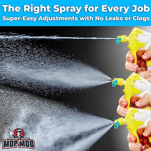 Leak-Free, Chemical Resistant Spray Head 5 Pk Industrial Spray Heads Only (No Bottles) for Auto/Car Detailing, Window Cleaning and Janitorial Supply. Heavy Duty Low-Fatigue Trigger and Nozzle.