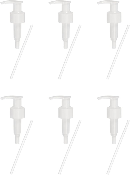 uxcell 6 Pcs Soap Dispenser Pump Heads Soap Dispensers Top Pumps Replacement Switch Pumphead for Standard 24/423 Neck Size Lotion Shampoo Bottle, White