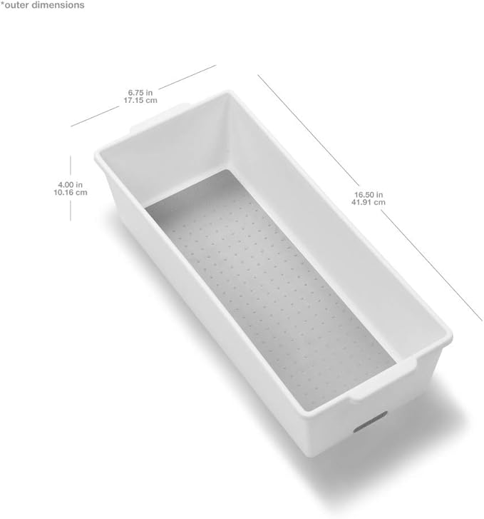 Madesmart Plastic Multipurpose Storage Organizer Deep Bin with Handles, Portable Under Sink and Cabinet Storage Bin, Large, White