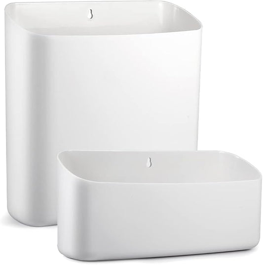Picowe Magnetic Laundry Storage, 2 Pack Lint Holder Bin for Laundry Room, Space-Saving Trash Container Hanging on Dryer, Washer or Wall Mount Trash Bin (Gray White)