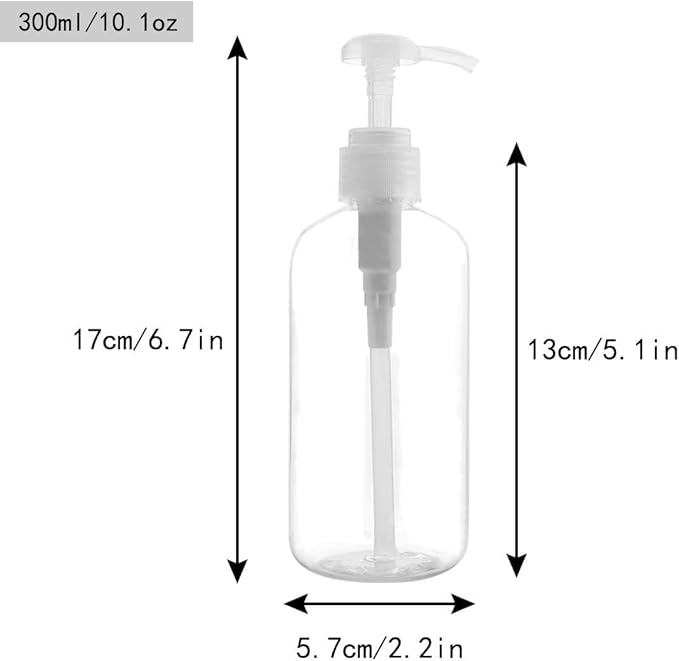 Yebeauty 16 Pack 10oz/300ml Pump Bottle Shampoo Pump Dispenser, Shampoo Bottles with Pump Clear Empty Plastic Refillable Shower Bottle Dispenser Containers with Travel Lock for Soap Cream Lotion Gel