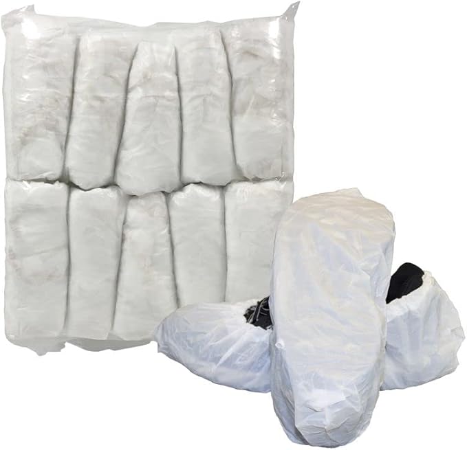 CleanPro® Disposable Polyethylene Shoe Covers (Pack of 300) (Large, White)