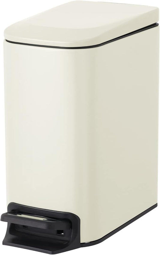 Cesun Small Bathroom Trash Can with Lid Soft Close, Step Pedal, 6 Liter / 1.6 Gallon Stainless Steel Garbage Can with Removable Inner Bucket, Anti-Fingerprint Finish (Creamy White)