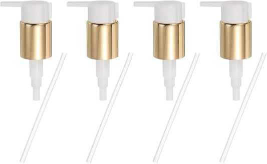 uxcell 4 Pcs Soap Dispenser Pump Heads, Hand Soap Dispensers Top Pumps Replacement Clip-on Pumphead for Standard 24/410 Neck Size Bathroom Lotion Shampoo Bottle, Gold White