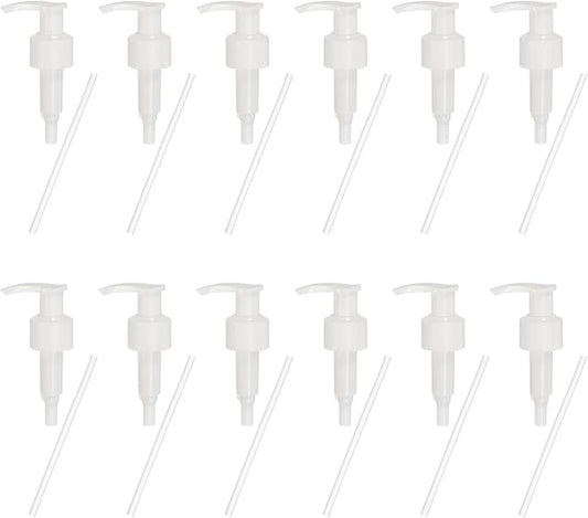 uxcell 12 Pcs Soap Dispenser Pump Heads Soap Dispensers Top Pumps Replacement Switch Pumphead for Standard 24/426 Neck Size Lotion Shampoo Bottle, White
