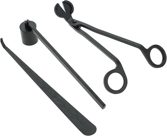 3 in 1 Candle Accessory Set, Candle Wick Trimmer, Candle Wick Snuffer, Candle Wick Dipper Beautiful Box for Candle Lover (Black)