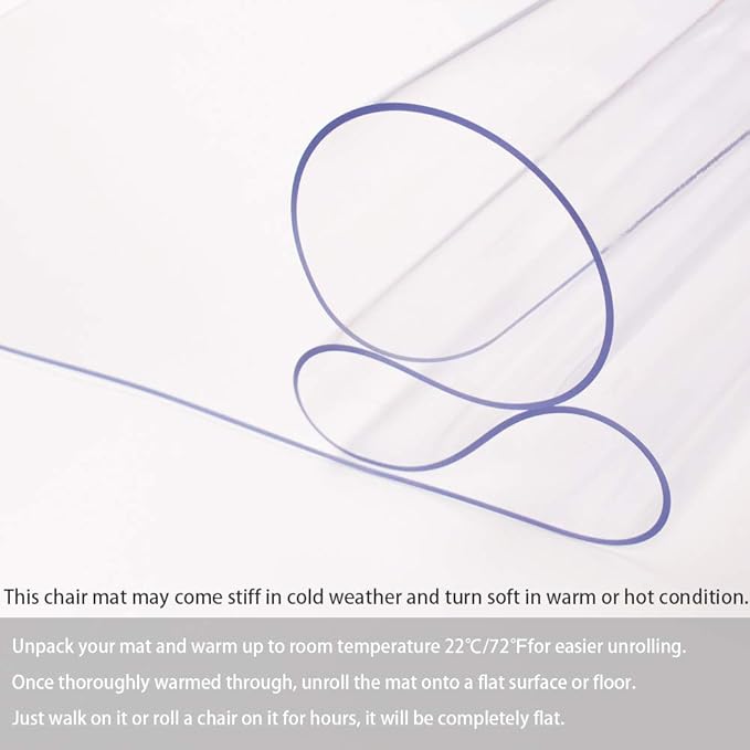 Office Chair Mat for Hardwood Floor, 1/8" Thick 46”x 60” Crystal Clear Hard Floor Chair Mat, Transparent Floor Protector Mat Flat Without Curling