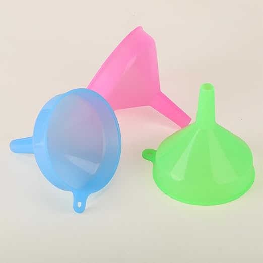 Honeydak 18 Pieces Multi-Purpose Plastic Funnels 4.7 Inch Wide Mouth Funnels for Filling Bottles, Jars, Containers Lab Use Oil Funnel for Gas, Car Oil, Lubricants and Fluids