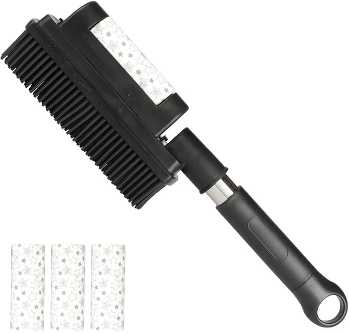 Rubber Pet Hair Removal Brush Lint & Hair Removal Cat Dog Hair Remover Brush Pet Hair Removal Tool Silicone Lint and Debris Remover for Cleaning,Grooming,Home (Black Plus)