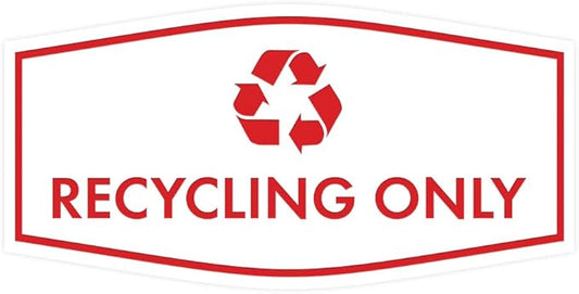 Fancy Recycling Only Sign (White/Red) - Small