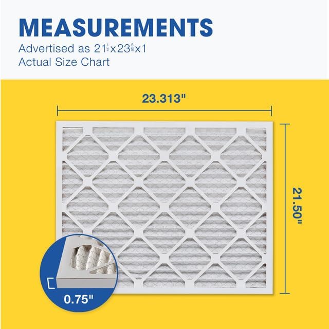 Aerostar 21 1/2x23 5/16x1 MERV 11 Pleated Air Filter, AC Furnace Air Filter, 6 Pack (Actual Size: 21 1/2" x 23 5/16" x 3/4")